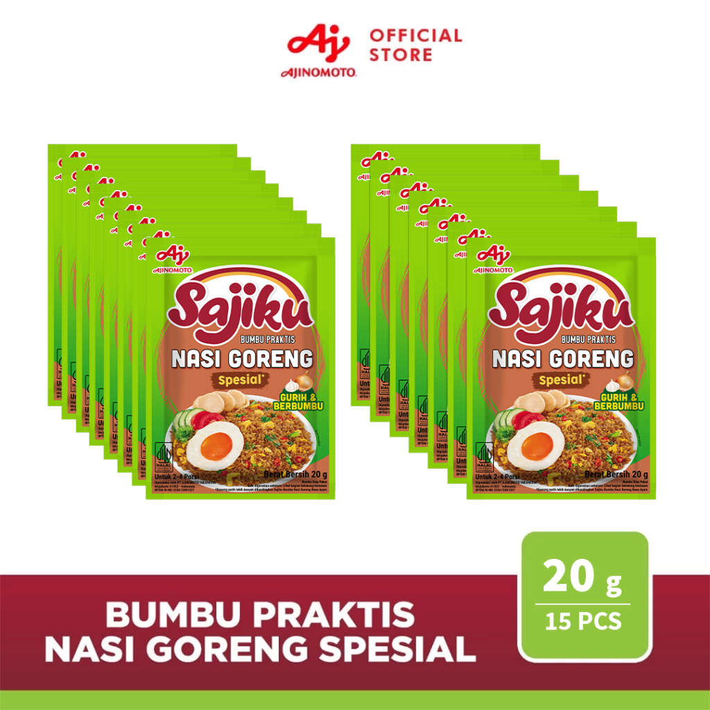 

Sajiku® Bumbu Praktis Nasi Goreng Spesial 20g (15 pcs)