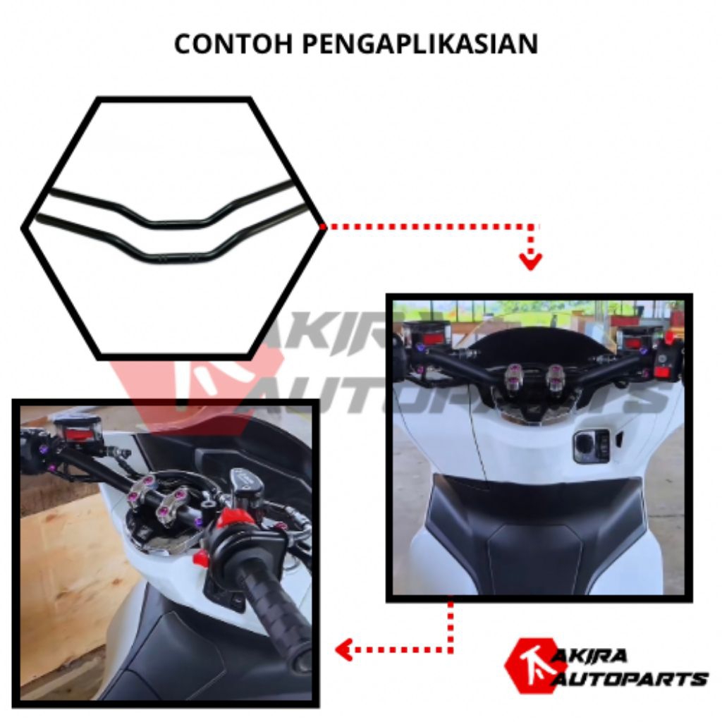 Stang Setang Stir Setir PCX Thailand Pendek Ceper Custom Vins Thailand PCX 150 PCX 160 Lokal Hitam