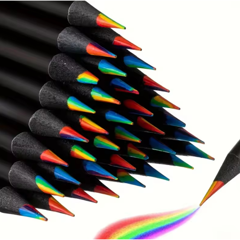 

Pensil Pelangi Tujuh Warna Gradien Ins Pensil Warna Kayu Hitam Rainbow Color Pencil