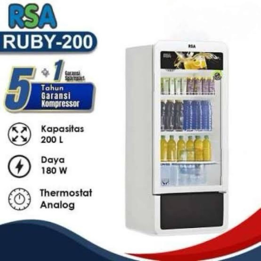 Showcase rsa 3 rak no frost 200L. Showcase rsa ruby 200. Showcase pendingin 3 rak.
