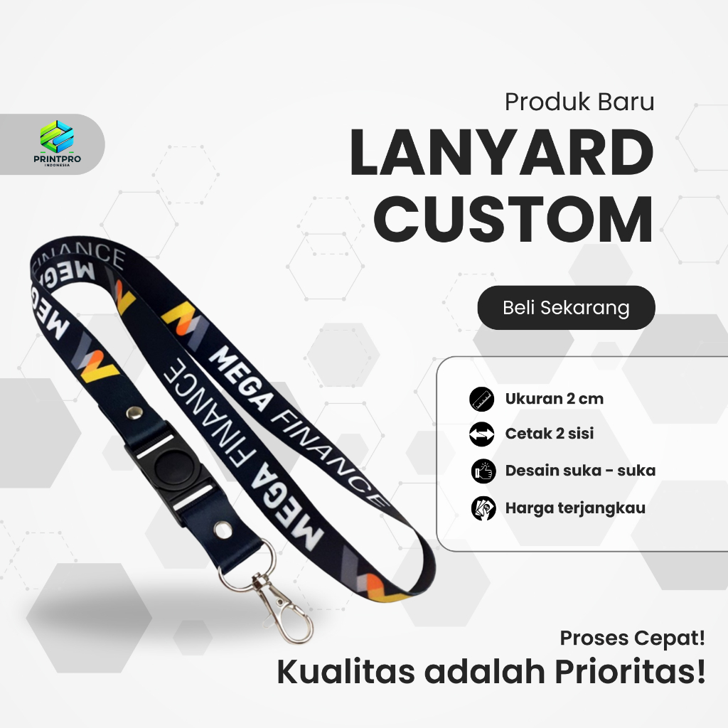 

Cetak Lanyard Ukuran 2cm 2sisi Sekeren Kamu - Bisa Request Desain,Warna,Logo!