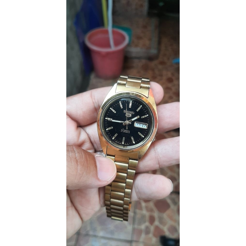jam SEIKO 5 gold automatic normal siap pakai
