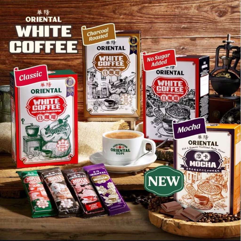 

READY Oriental Kopi White coffee Malaysia All Varian White Coffee | Coffee Cham | Royal Chocalate | Teh Tarik | Mocha | Drip Coffee