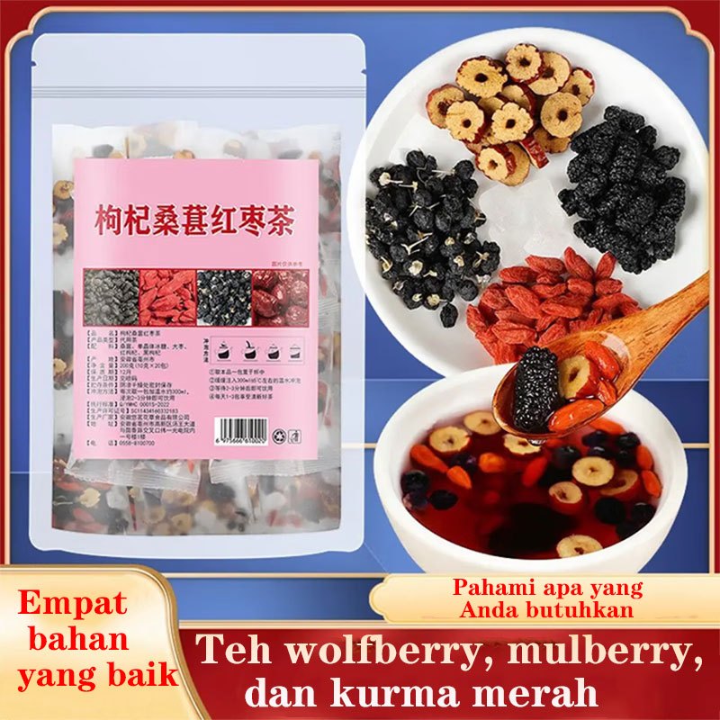 

⚡COD+Pengiriman 24 jam⚡100g/200g/Teh wolfberry hitam murbei kurma merah/Teh bunga dan buah wolfberry Qihong/Kemasan individual/Teh bergizi pria/Teh kurma merah sehat/Teh rasa energi/Teh begadang untuk memperbaiki warna kulit