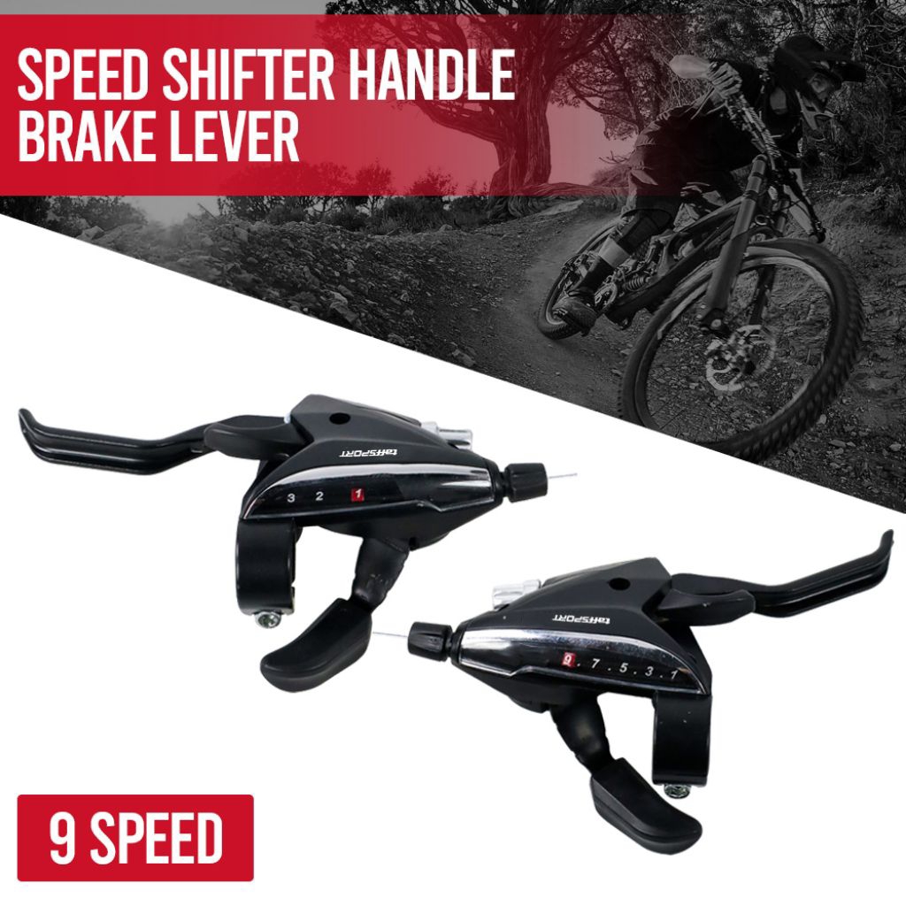 Shifter Sepeda 8/9 Speed Set Handle Rem Brake Tuas Operan Pemidah Gear Gigi Sepeda Gunung MTB, Lipat
