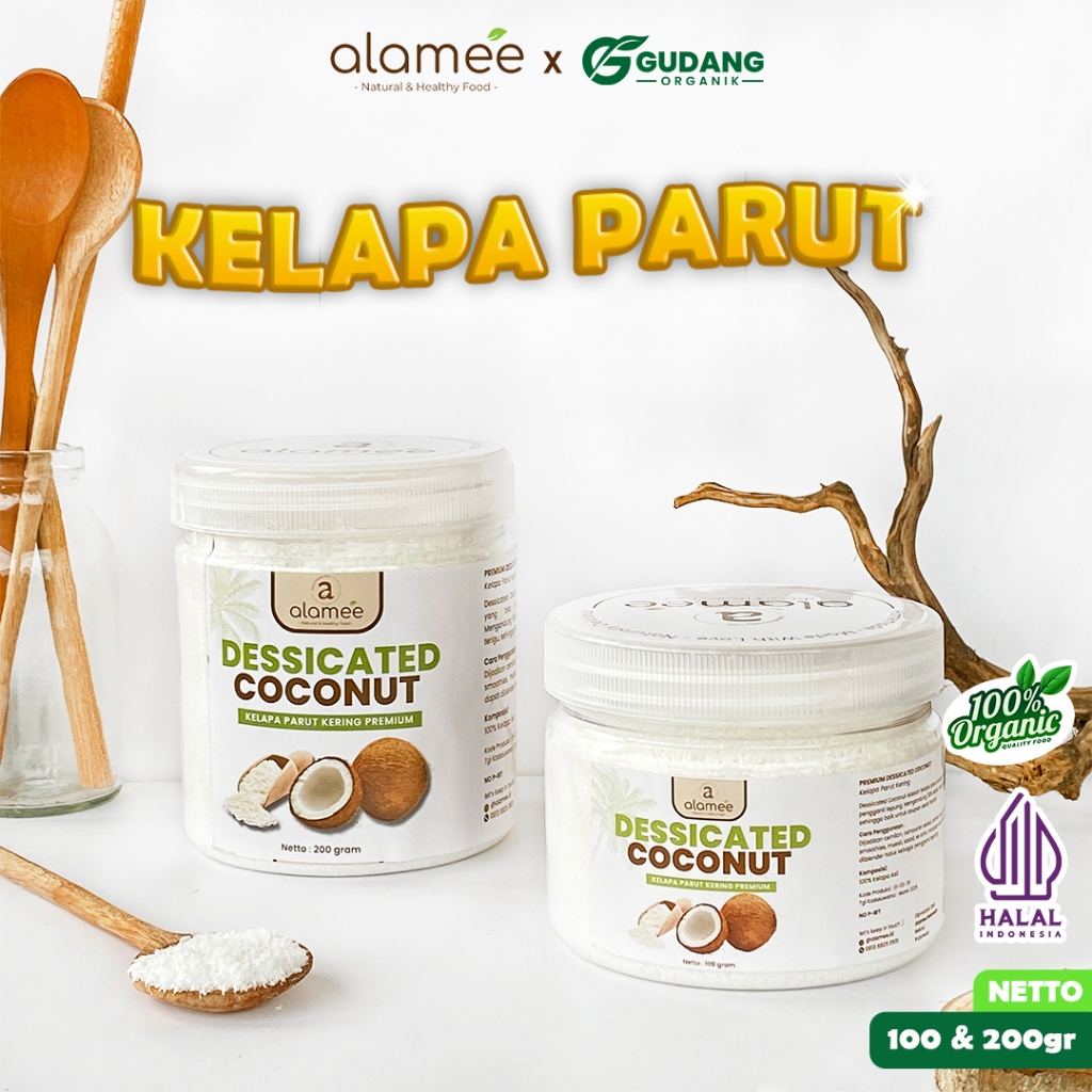 

ALAMEE Dessicate Coconut Kelapa Parut Kering Coconut Flakes Topping Kue Kelapa Kering 200gr