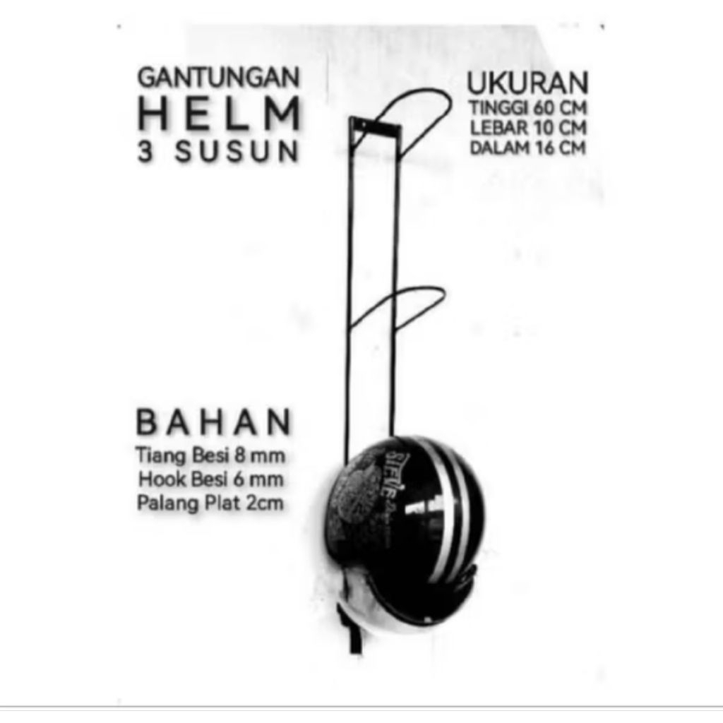 RAK HELM GANTUNGAN HELM RAK HELM DINDING GANTUNGAN HELM BESI