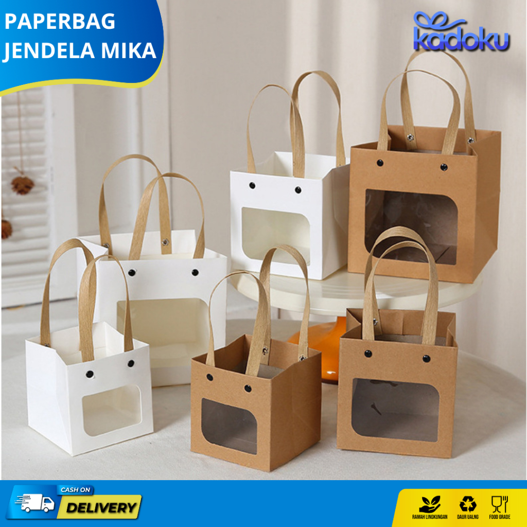 Box karton jendela mika tebal premium 10x10/12x12 cm / Box kotak wadah kue / Paperbag kotak box kue