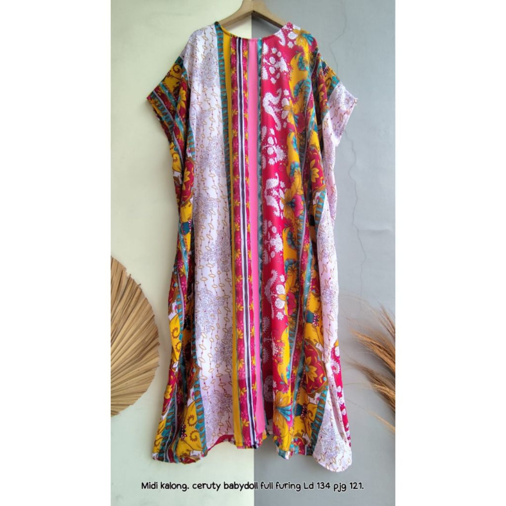 MIDI kalong ceruty | midi dress motif | dress ceruty | maxi santai