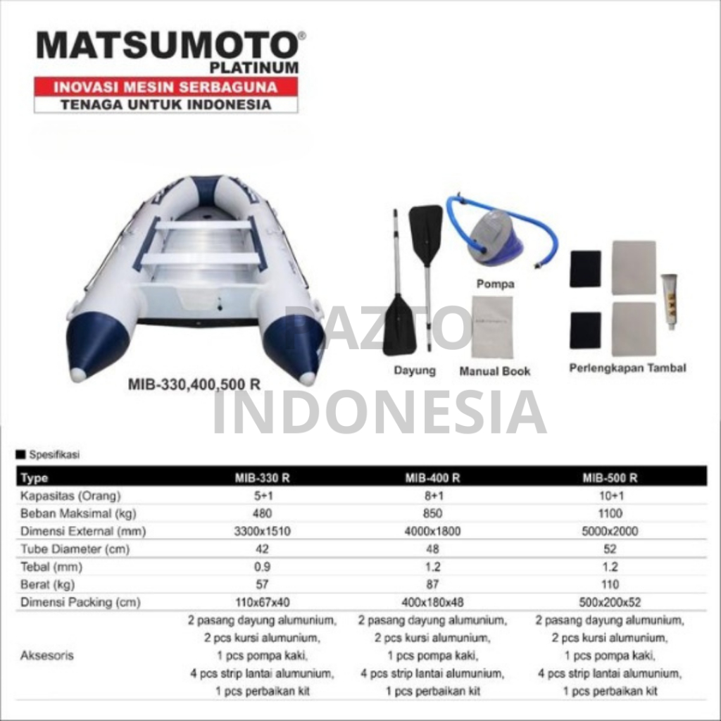 PERAHU KARET MANCING / INFLATABLE BOAT 6 ORANG / RUBBER BOAT MATSUMOTO MIB-330 R