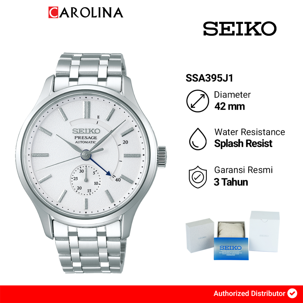 Jam Tangan Pria Seiko Presage SSA395J1 Japanese Garden White Dial Stainless Steel Strap