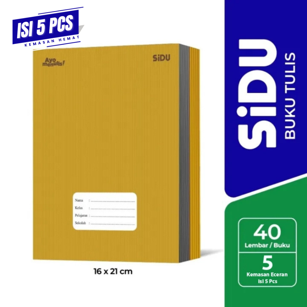 

SIDU Sampul Coklat Kraft isi 40 Lembar [ECERAN] | Buku Tulis Tebal Isi 5 Buku | Original SIDU