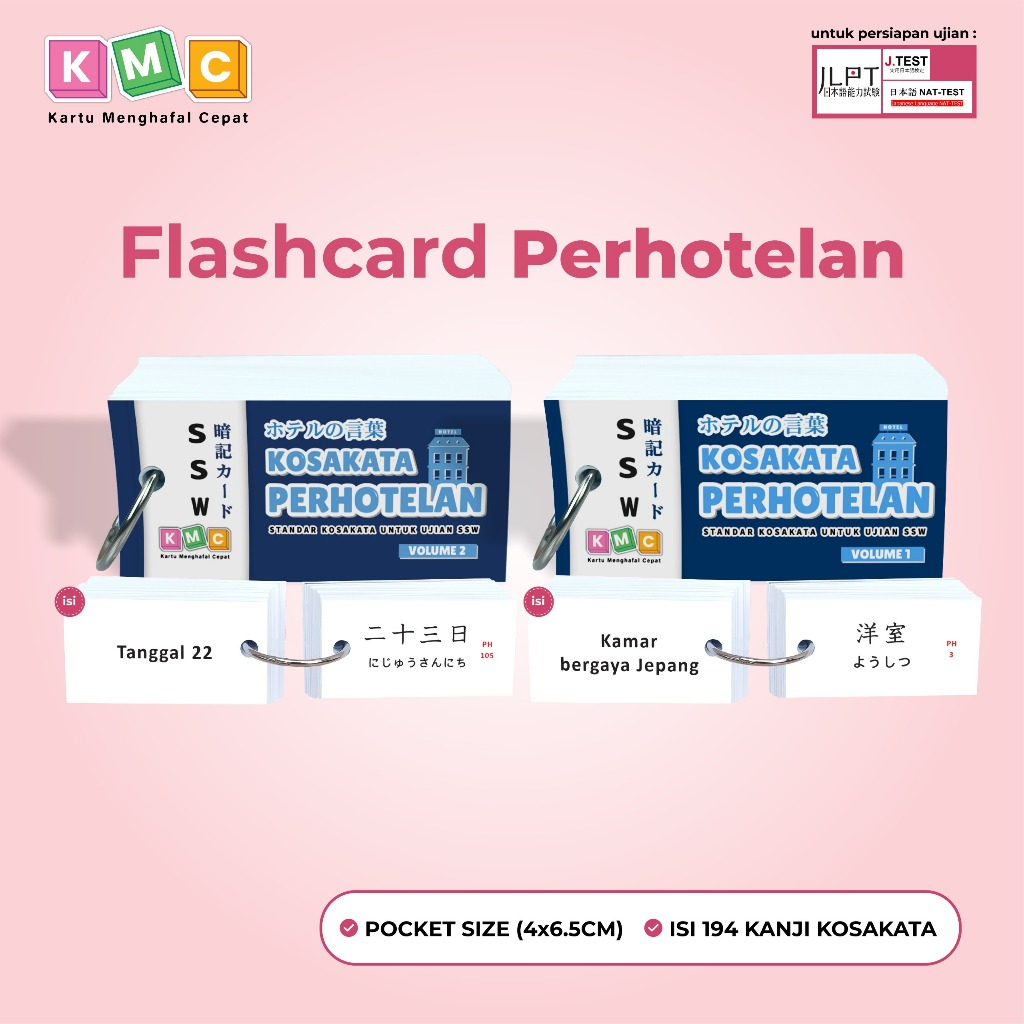 Flashcard Kanji Kosakata SSW Perhotelan Bahasa Jepang - KMC Flash Card