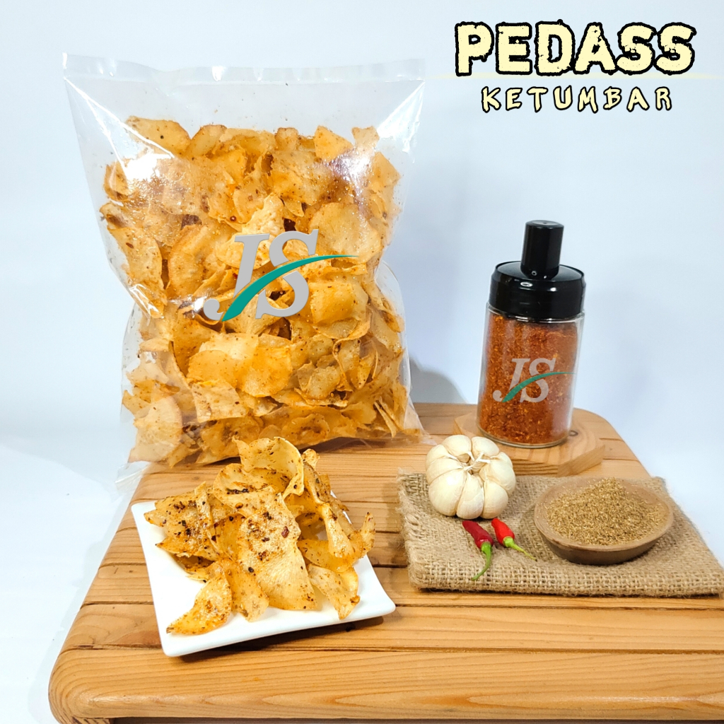 

Keripik Singkong Rasa Ketumbar Pedas / Renyah Kripset