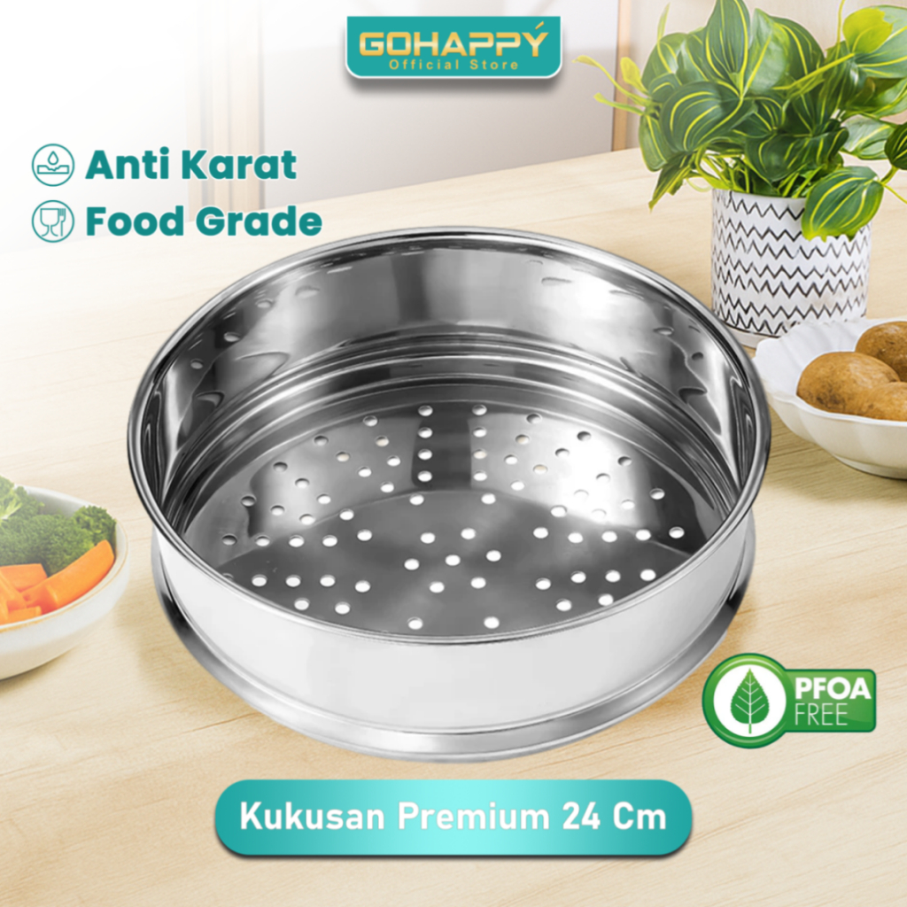 MIZUKITCHEN STEAMER 24 CM stainles stel ring pengukus kukusan alat kukus untuk panci wajan 24cm