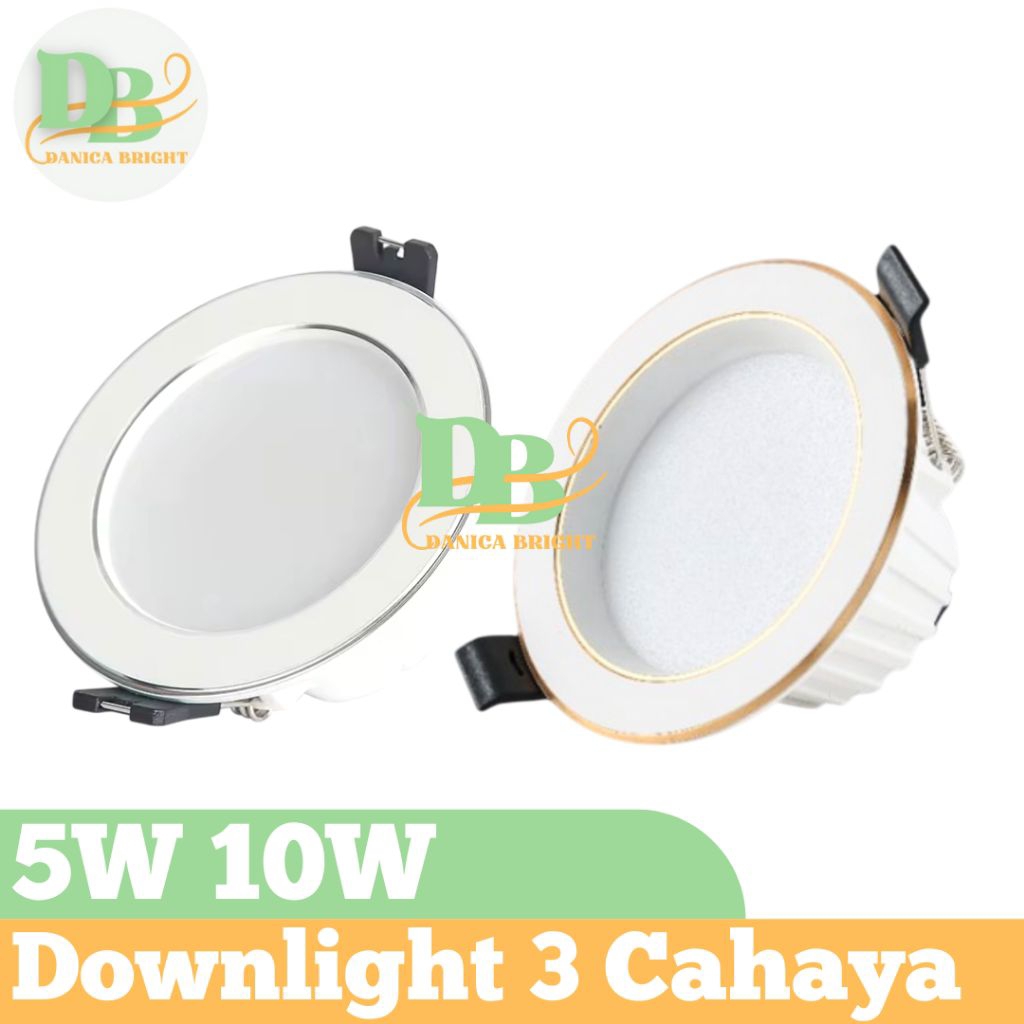 Lampu Downlight 3 Warna Downlight Plafon 3in1 5W 10W Lampu Plafon LED 3 Cahaya