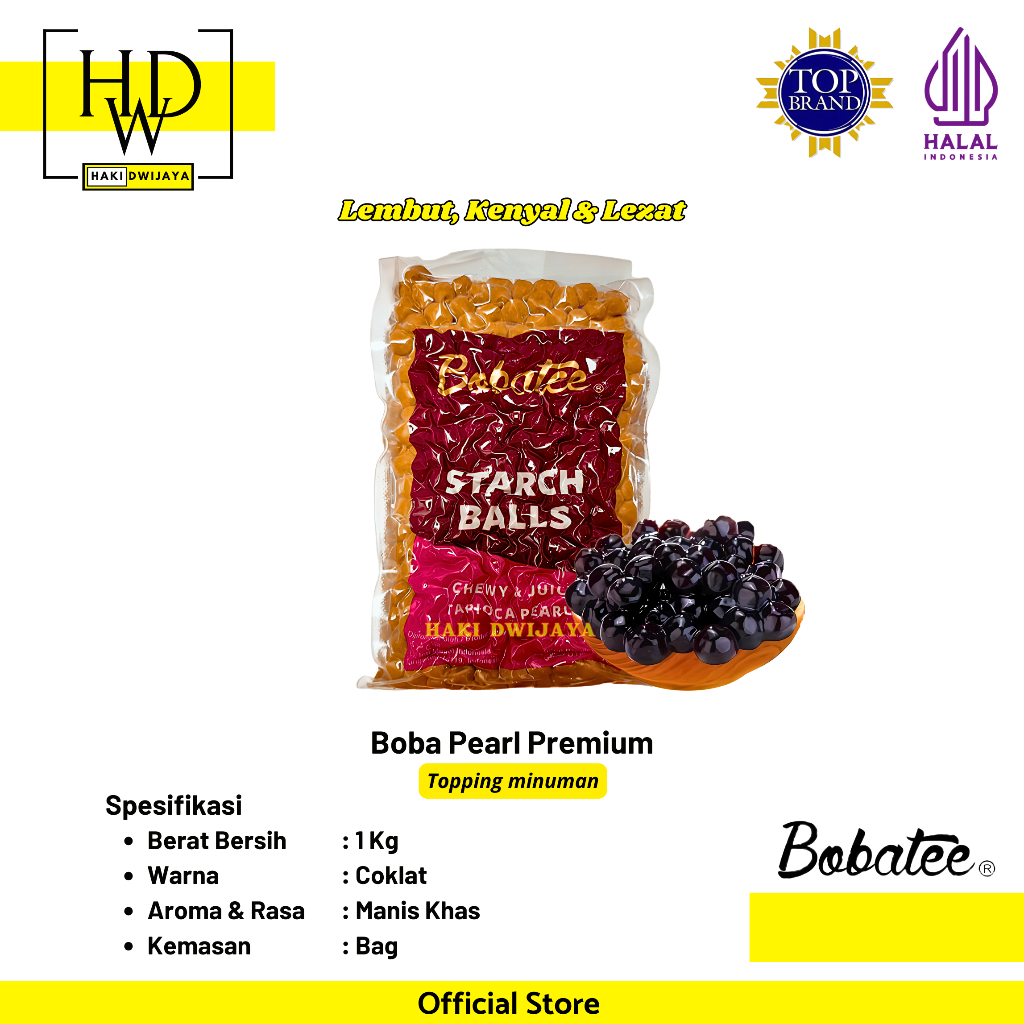 

[1kg] Bobatee Pearl Premium Topping Minuman Kekinian Siap Masak