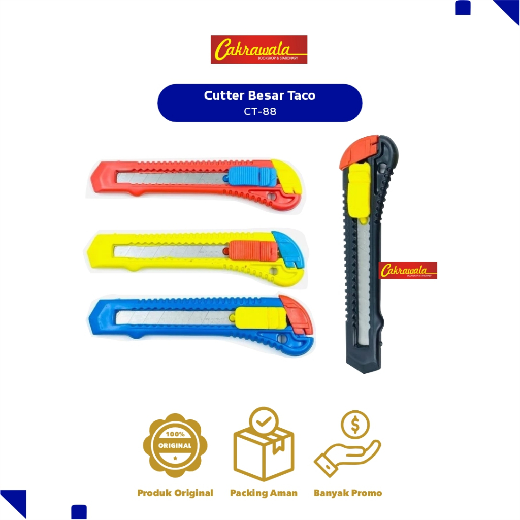 

Cutter Besar Taco CT-88 | Cutter Tajam Serbaguna untuk Kantor & Sekolah | Pisau Cutter Besar ATK