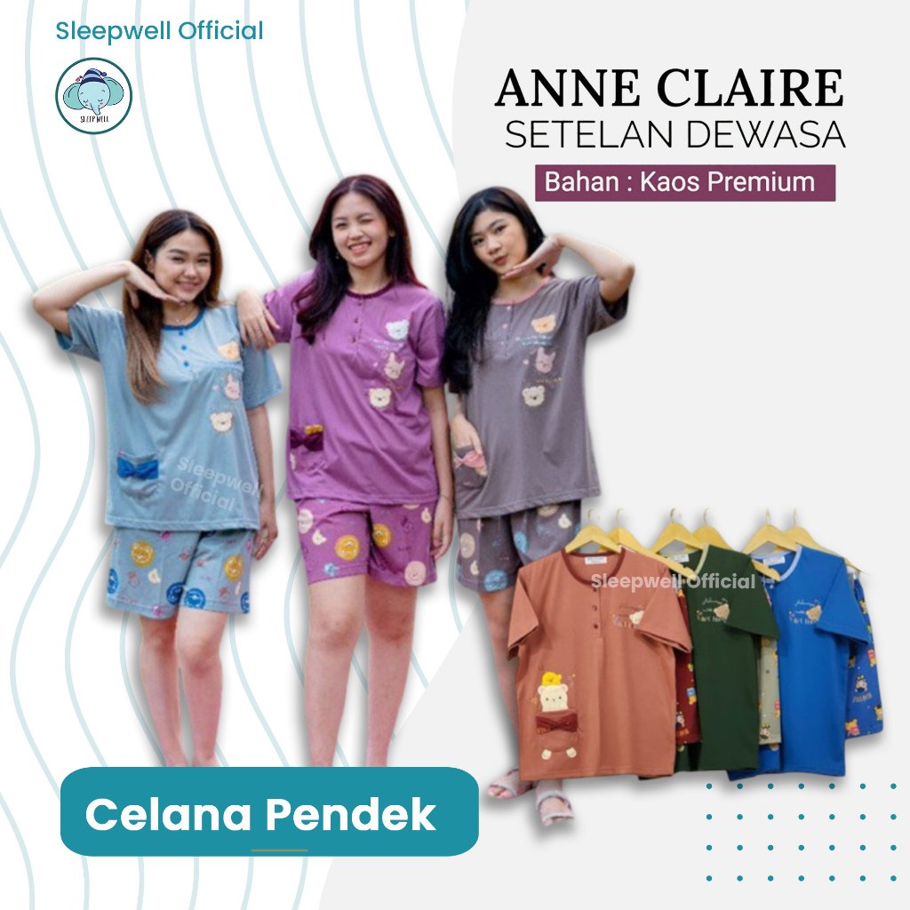 ANNE CLAIRE Setelan Celana Lengan Pendek Mama Size | Sleepwear Baby Doll Baju tidur Dewasa SLEEPWELL