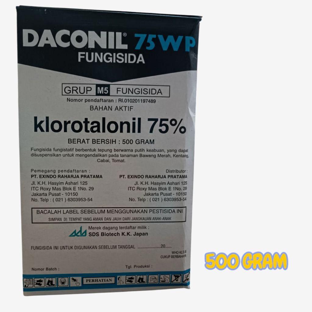 FUNGISIDA,DACONIL75WP,BAHAN AKTIF KLOROTALONIL,500GRAM