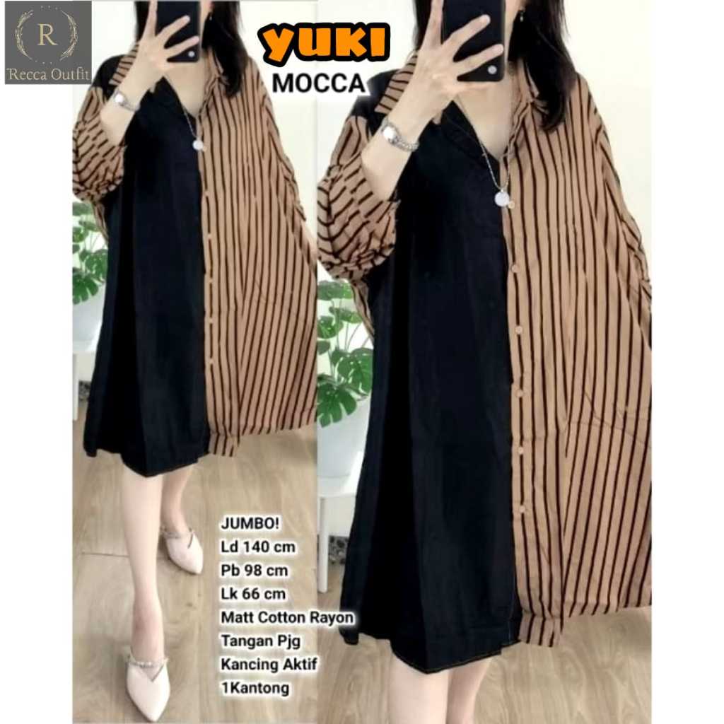 YUKI TUNIK SUPER JUMBO LD 140 KATUN RAYON MOTIF TERBARU PAKAIAN WANITA BAJU ATASAN LENGAN PANJANG