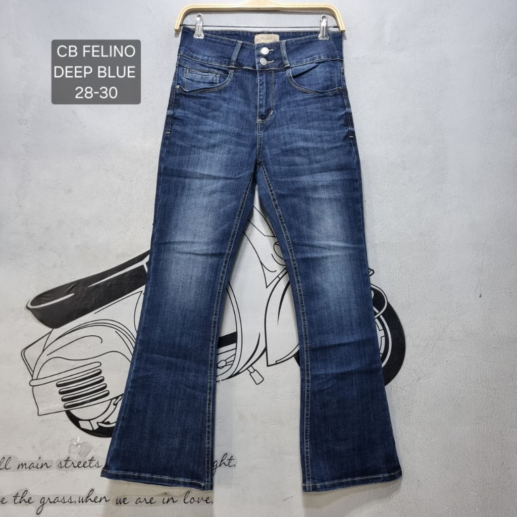 BEST SELLER  CELANA JEANS WANITA CUTBRAY FELINO DEEP BLUE BAHAN MELAR (STRECH) PANJANG NYAMAN PREMIU