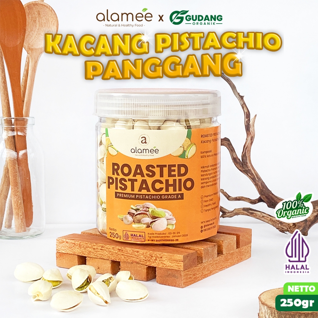 

ALAMEE Kacang Pistachio Panggang Cangkang Kacang Fustuk Pistachio Roasted 250G
