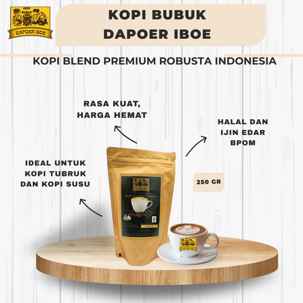 

PREMIUM ! Kopi Dapoer Iboe kopi bubuk tubruk robusta hitam 250 gram asli