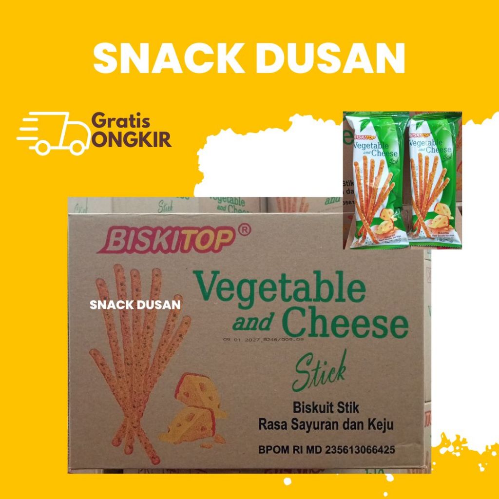 

[DUS] BISKITOP VEGETABLE CHEESE STIK 1 DUS ISI 40 PCS @50GR