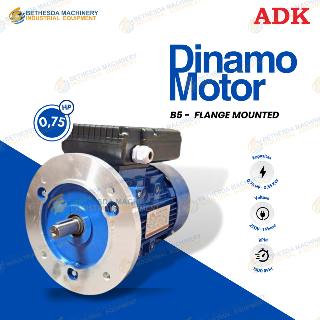Elektro Motor Dinamo 0.75 HP ADK 1/4 hp B5 4P 1Phase
