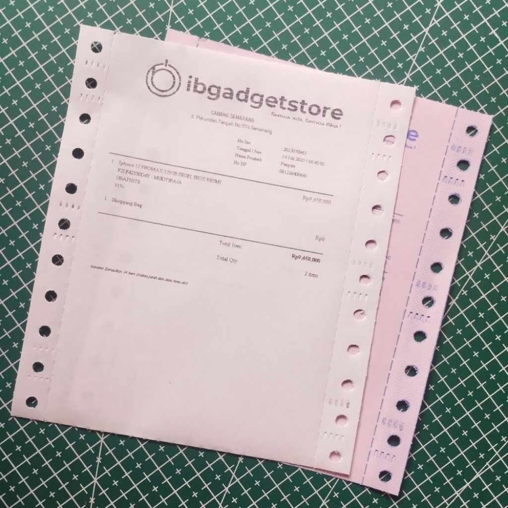 

Print Cetak Nota Wartel 2 ply Carbonize Biru ukuran 12 x 14 com