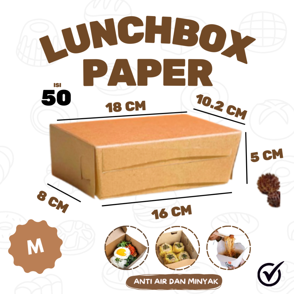 Paper Lunch Box Laminasi XS, S, M, L Lunch Box Eco Kraft Paper Lunch Box Window
