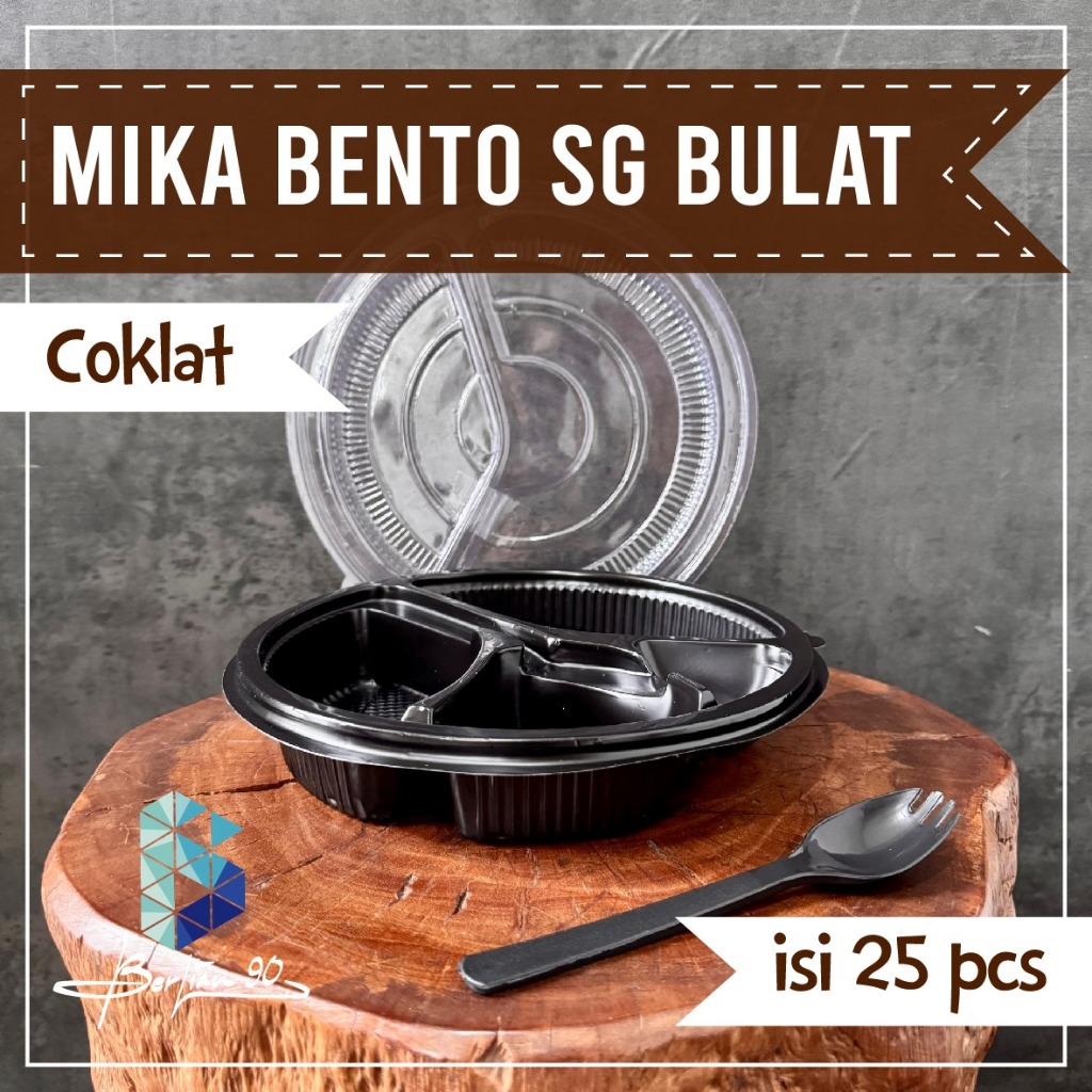 ( ISI 15 ) Mika Bento Bulat + Sendok Garpu / Mika Bento Bulat Sendok garpu