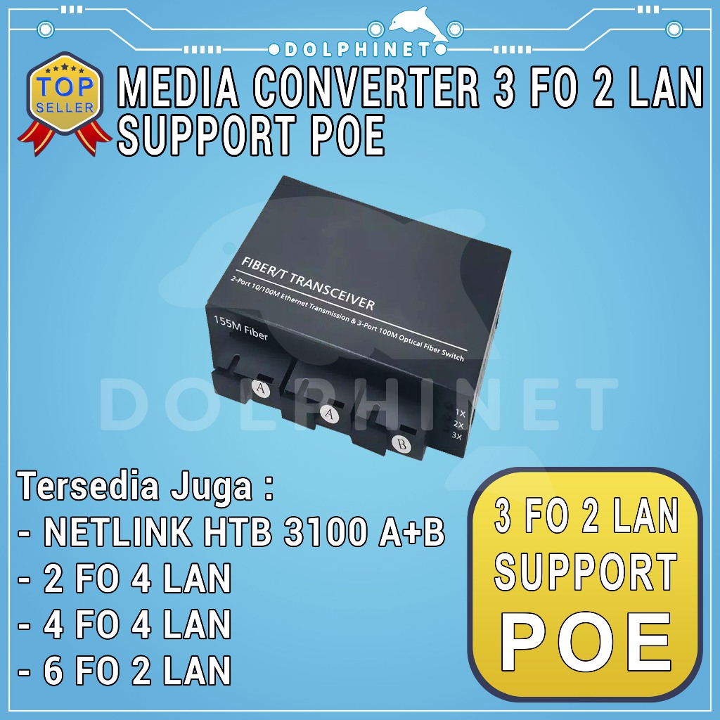Support POE 3F2E Fiber Optic Media Converter Single Mode 2 RJ45 And 3 SC Port 10/100 Mbps Media Conv