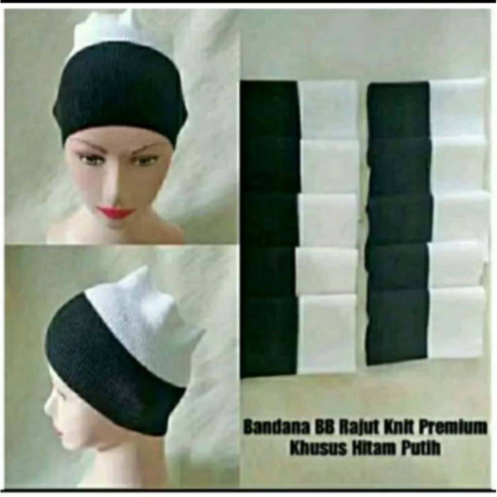Ciput rajut dua warna hitam putih/Ciput rajut/inner jelbab