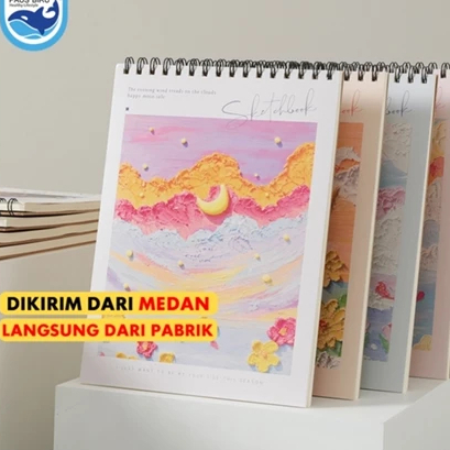 

TOPPERCAKE51-Sketchbook A4 Aesthetic Buku Gambar Vertikal Jilid Spiral 45Lembar/90Halaman Painting Book