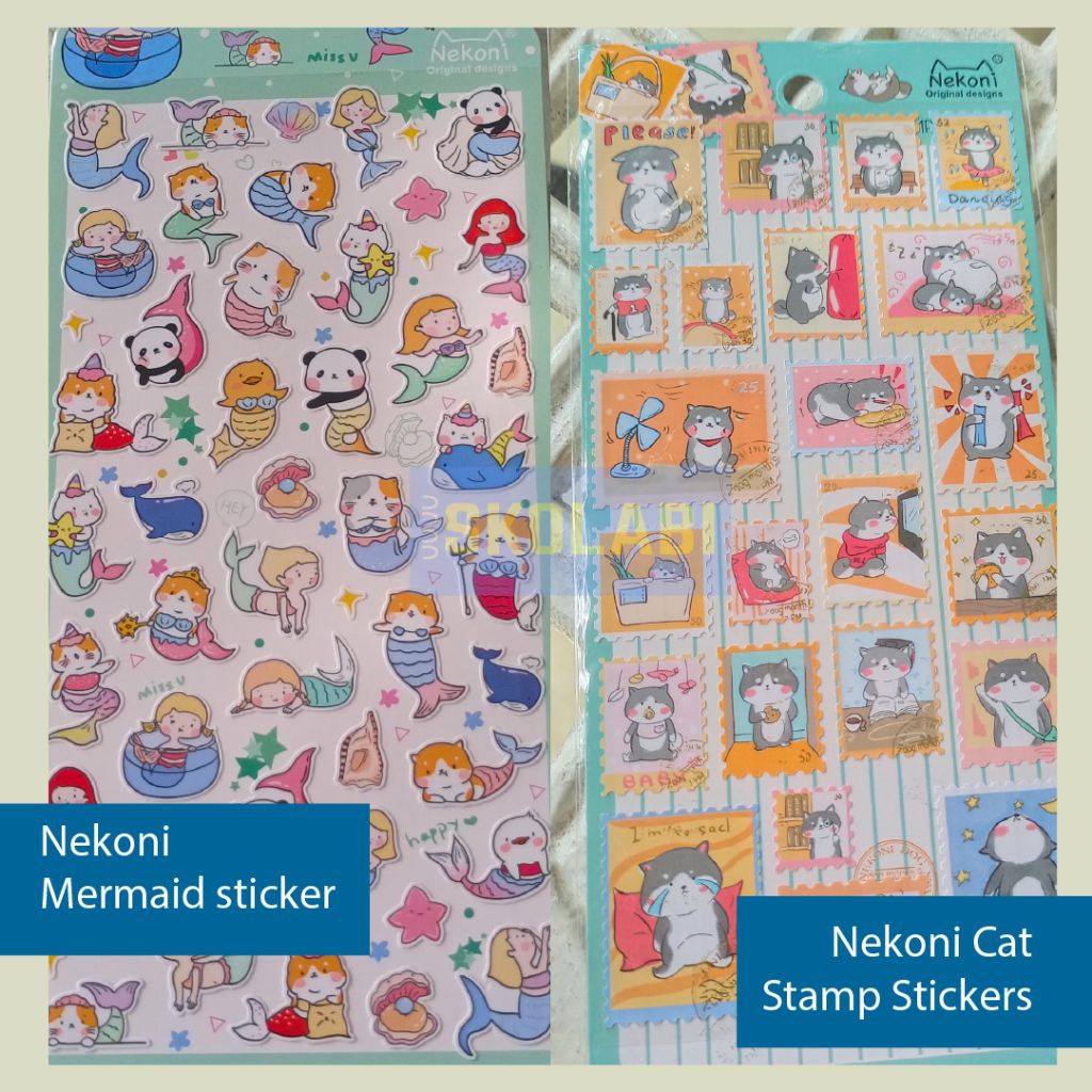

KKV NEKONI CAT Sticker Stamp Cat perangko dan Mermaid Duyung kitty theme stiker kawai lucu