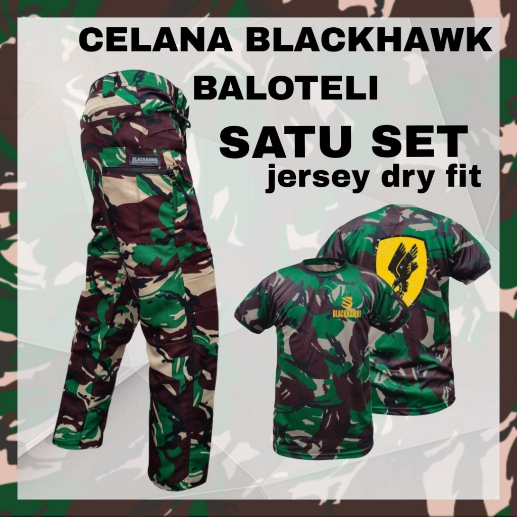Set Celana Tactical Blackhawk Loreng Manvinas TNI Universal - Bahan Balotelli Quick Dry & Resleting 