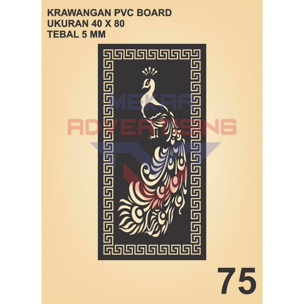 KRAWANGAN PVC BOARD HITAM  / ORNAMEN PVC FOAM BOARD HITAM TEBAL 5MM MODEL 75 UKURAN 40X80