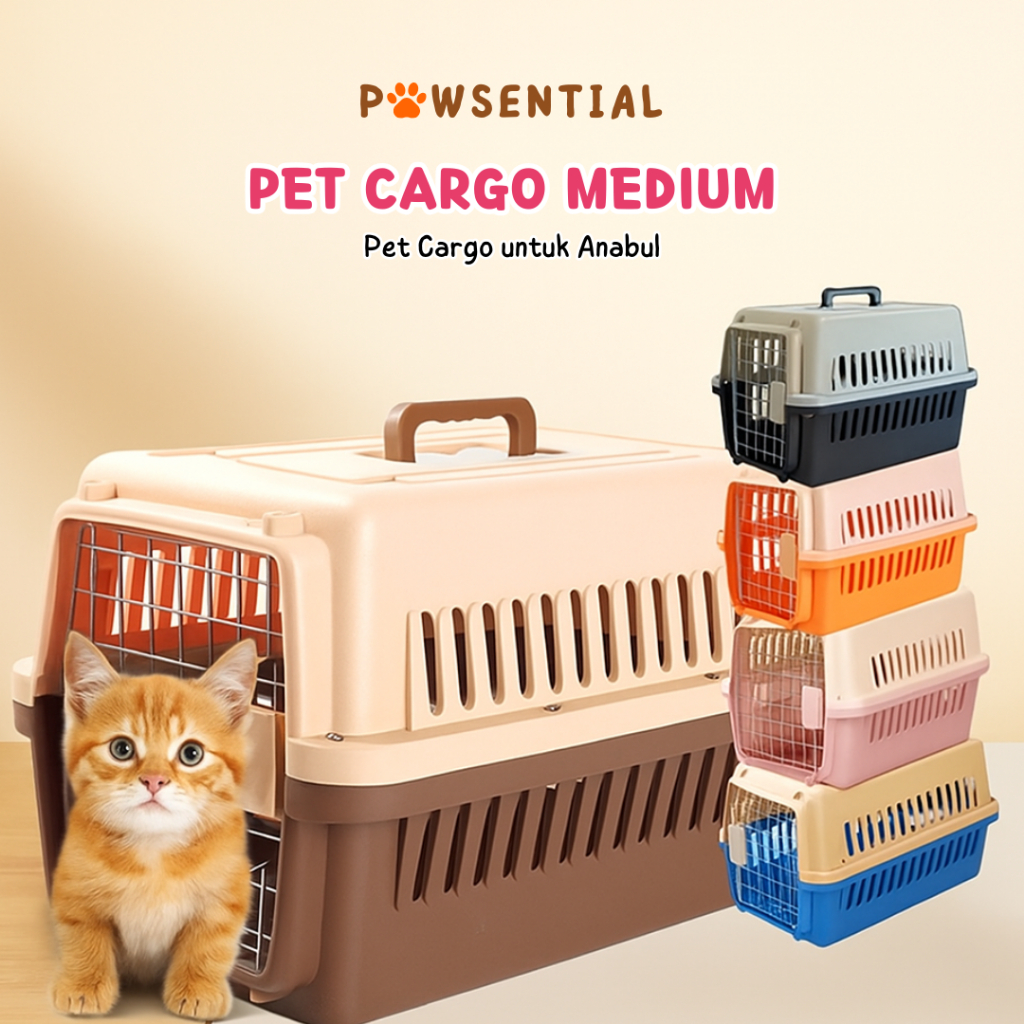 Pet Cargo Kucing Anjing Medium - Pet Carrier Anabul - Box Keranjang Kandang Kucing - Kennel Box Trav