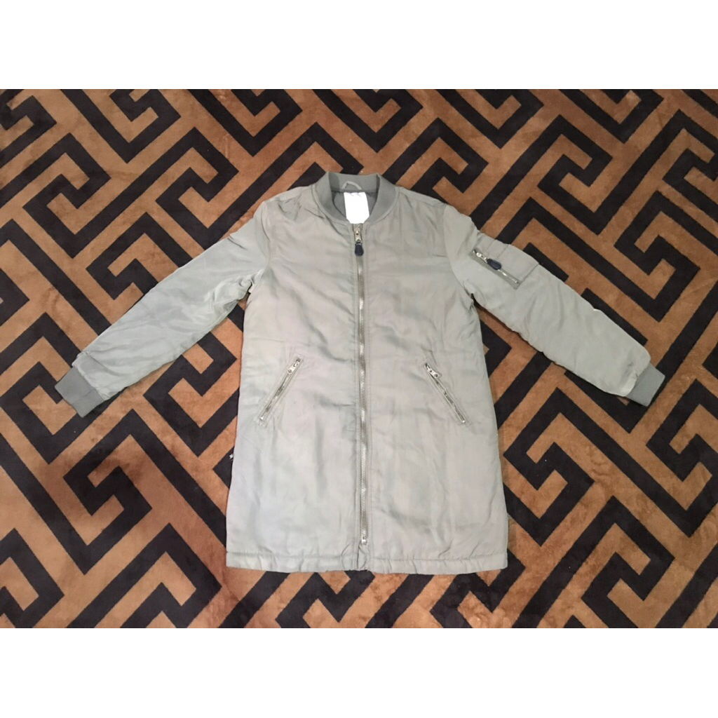 Berksha Jaket Bomber Parka Panjang Pria Abu Army – Tebal & Hangat | Ukuran M fit L | Unisex Style