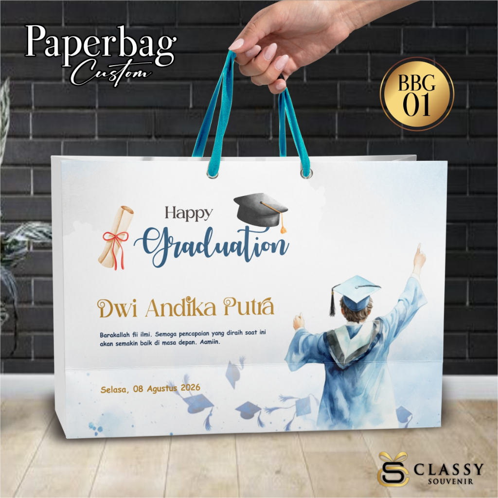 

PAPER BAG SOUVENIR WISUDA - TAS HAMPERS KADO CUSTOM - PAPERBAG GIFT GRADUATION