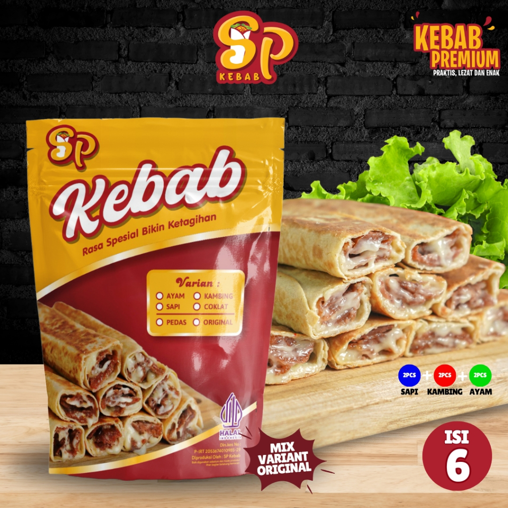 KEBAB FROZEN TERLARIS KEBAB FROZEN ISI 6, SPkebab 2 SAPI + 2 KAMBING + 2 AYAM , SPkebab Daging Sapi,