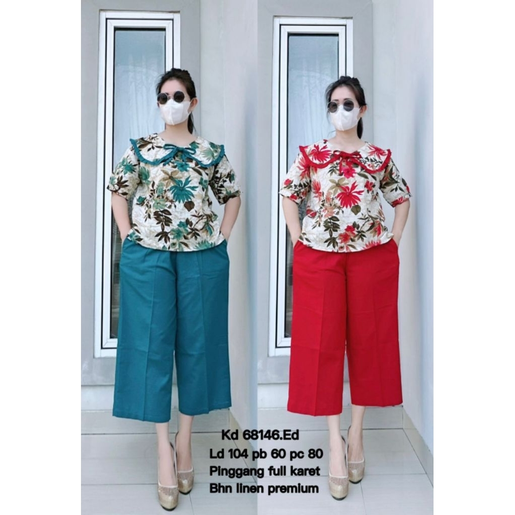 Setelan Celana Katun Linen Premium