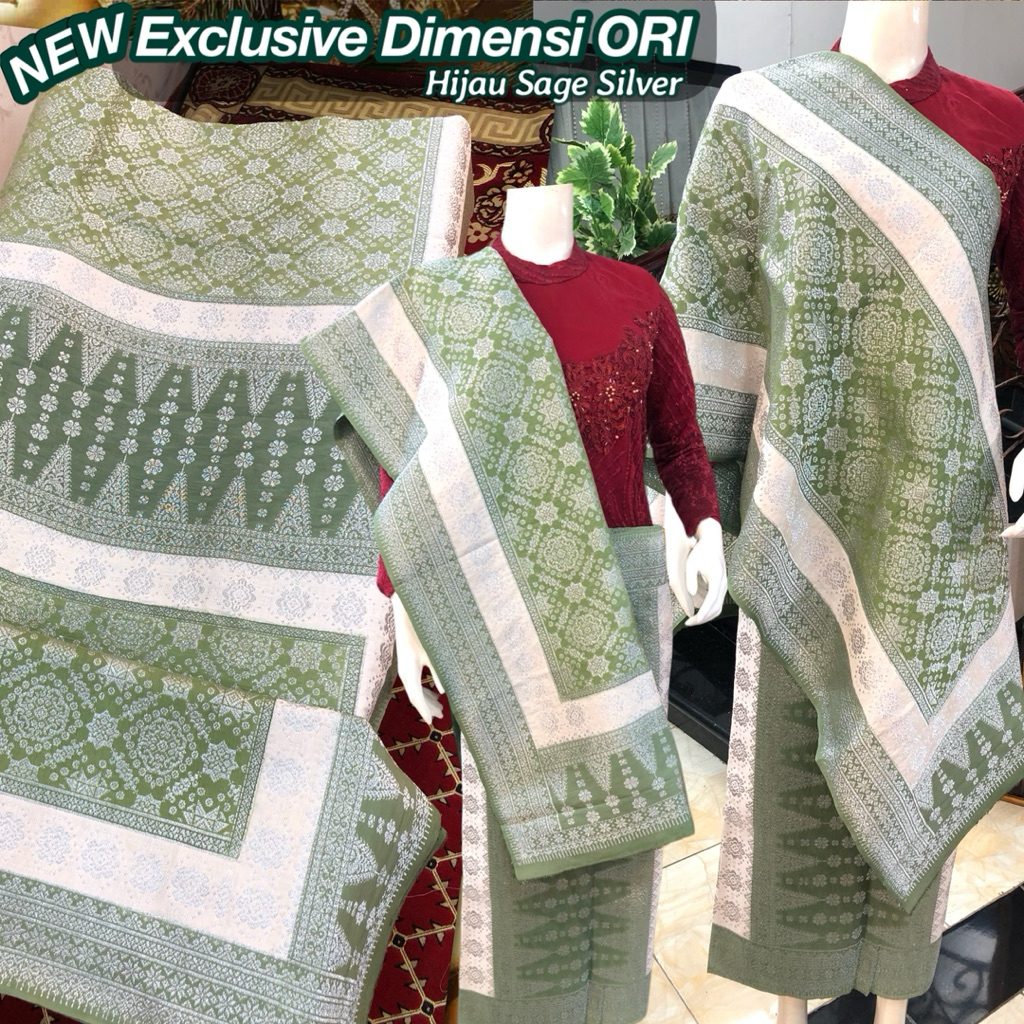 NEW Exclusive Songket Dimensi ORI /Hijau Sage/ Songket Panca Warna Dimensi/ songket tenun asli palem