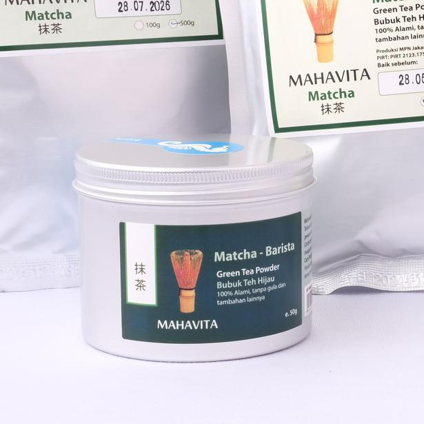 

Mahavita Matcha Barista Grade Premium Powder (Green Tea) Pure Bubuk Teh Hijau Grade B Barista & Culinary - 30g Jar