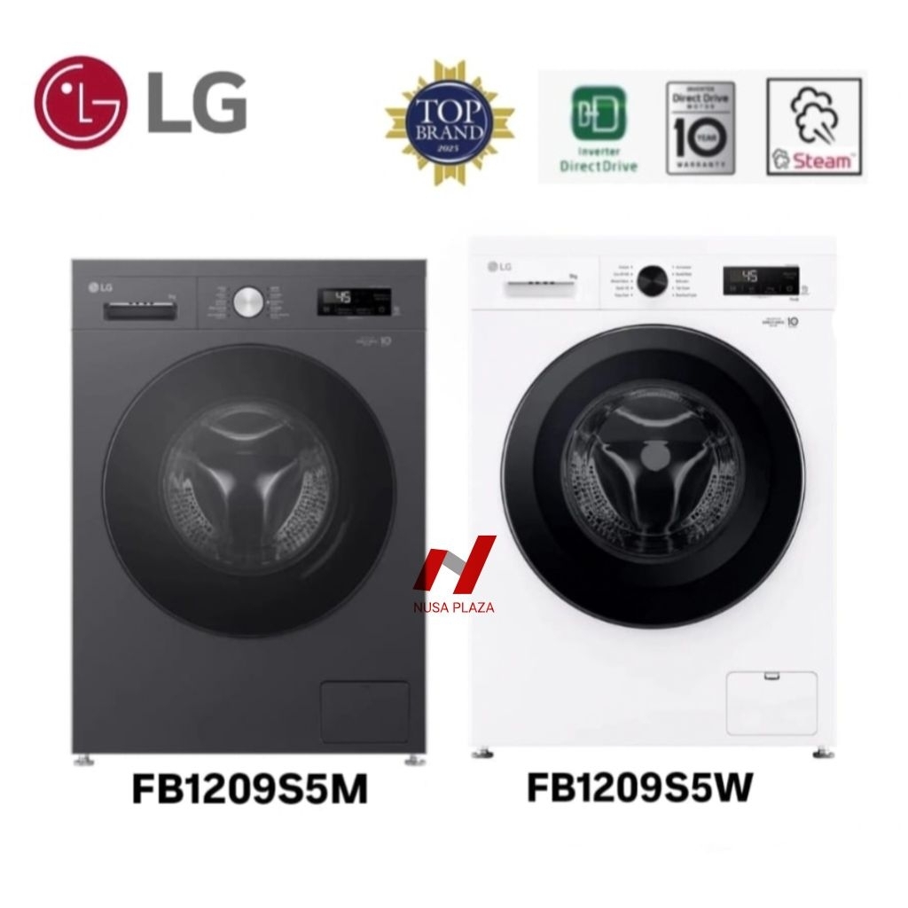 MESIN CUCI LG FRONT LOADING 9 KG INVERTER DIRECT DRIVE FB1209S5W / FB1209S5M