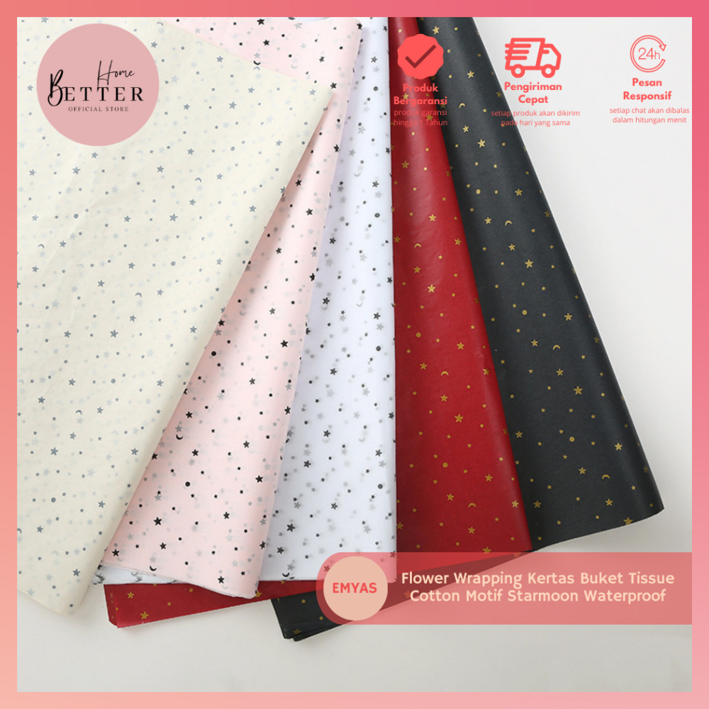 

Better Home - [5 LEMBAR] Flower Wrapping Cotton Paper Kertas Tissue Buket Motif Starmoon EMYAS