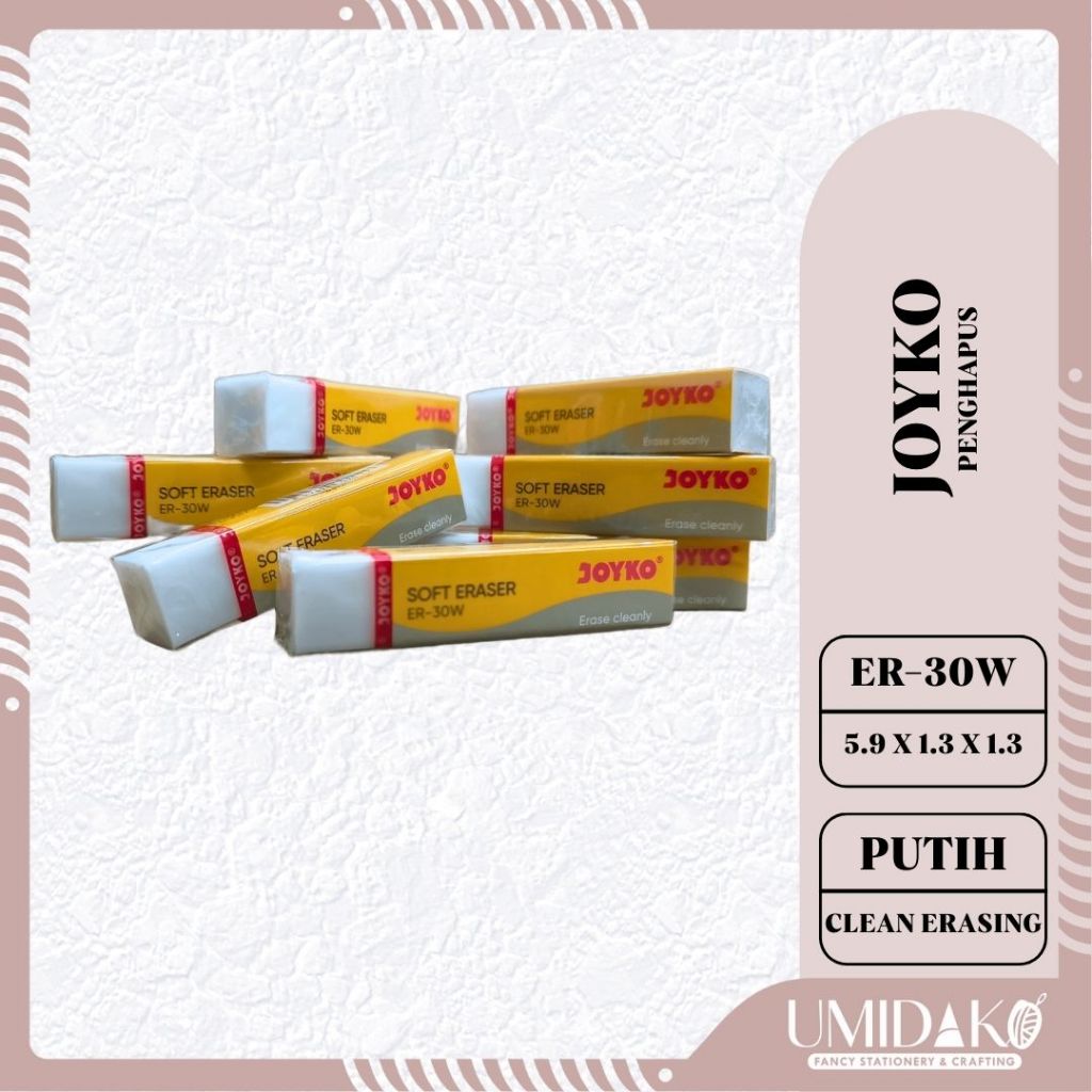 

[UMIDAKO] ERASER/PENGHAPUS JOYKO/PENGHAPUS PUTIH PANJANG JOYKO ER-30W PUTIH