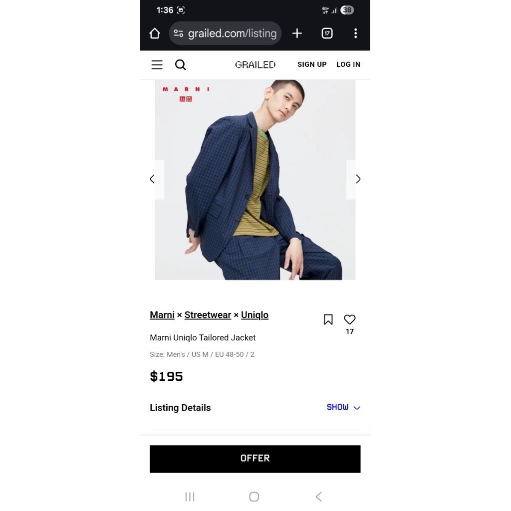 jas blazer tartan uniqlo x marni